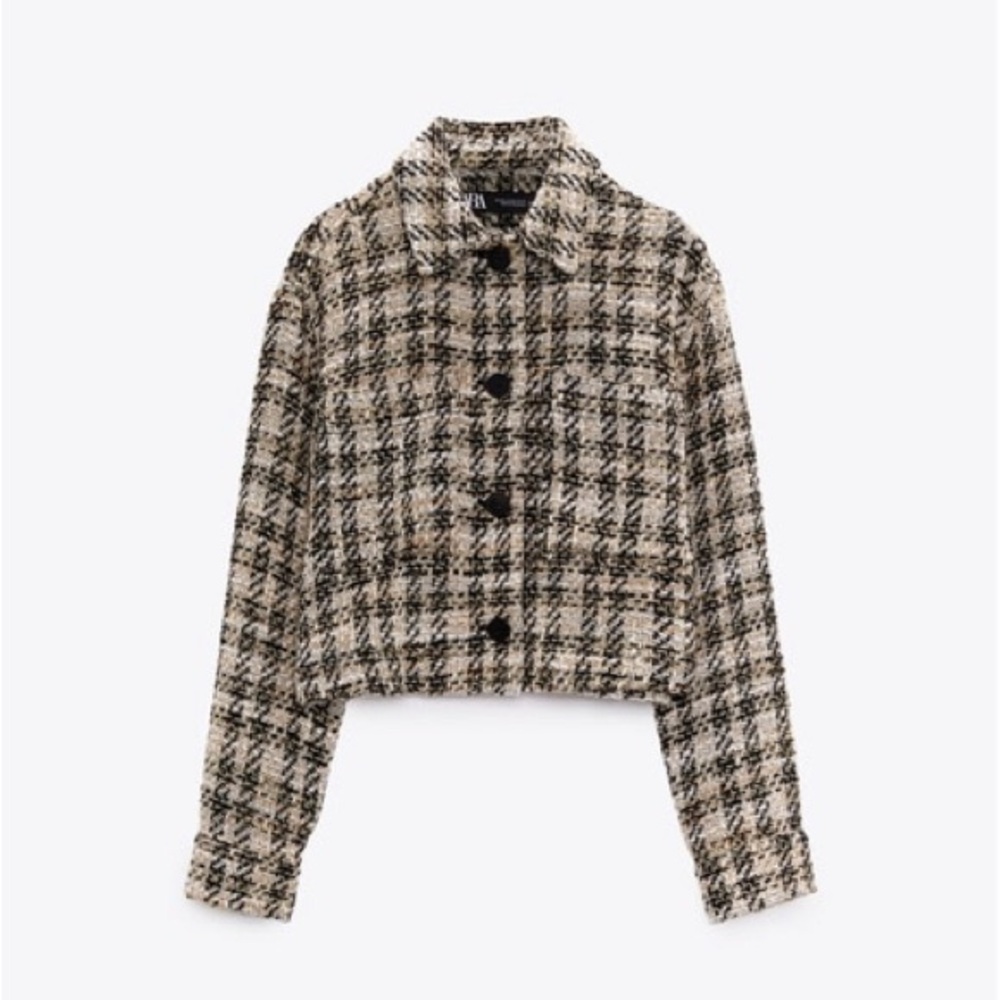 Zara tweed cropped lightweight jacket